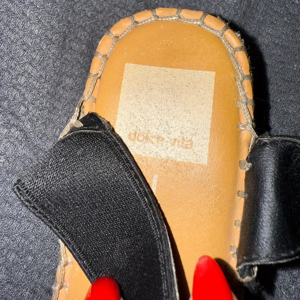 Dolce‎ Vita Lury Platform Espadrille Black Wedge Sandals, Sz 8M